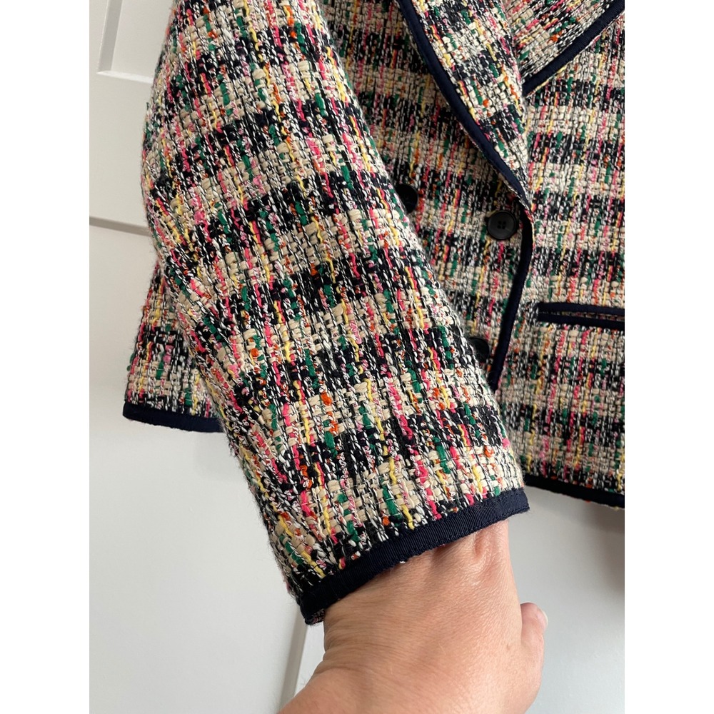 Talbots Tweed Blazer Multicolor Plaid Jacket Classic Tailored Career Chic - Picture 5 of 9